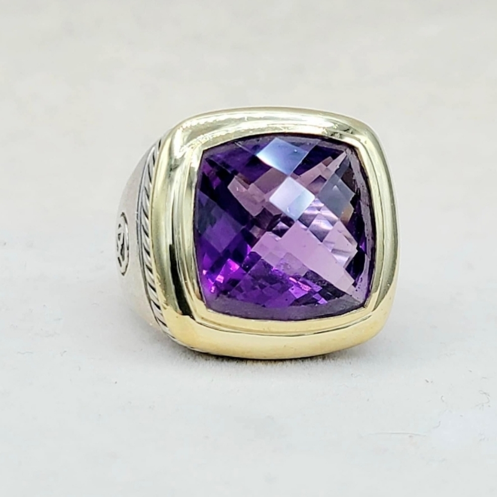 David Yurman Albion 15mm Amethyst Ring With Gold